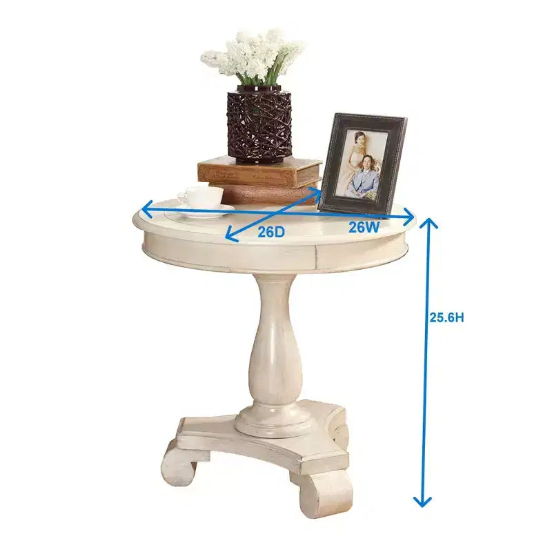 Table d'appoint ronde par Rene, avec un piétement en bois, design classique et robuste