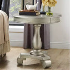 Table d'appoint ronde par Rene, avec un piétement en bois, design classique et robuste