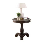 Table d'appoint ronde par Rene, avec un piétement en bois, design classique et robuste