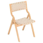 MAYEERTY Chaises de salle à manger pliables et empilables en bois, lot de 2, assise et dossier tissés, beige - naturel