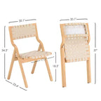MAYEERTY Chaises de salle à manger pliables et empilables en bois, lot de 2, assise et dossier tissés, beige - naturel