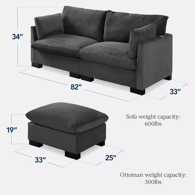 Canapé modulable 82 po à plateau-coussin avec ottoman et rangement de Best Choice Products
