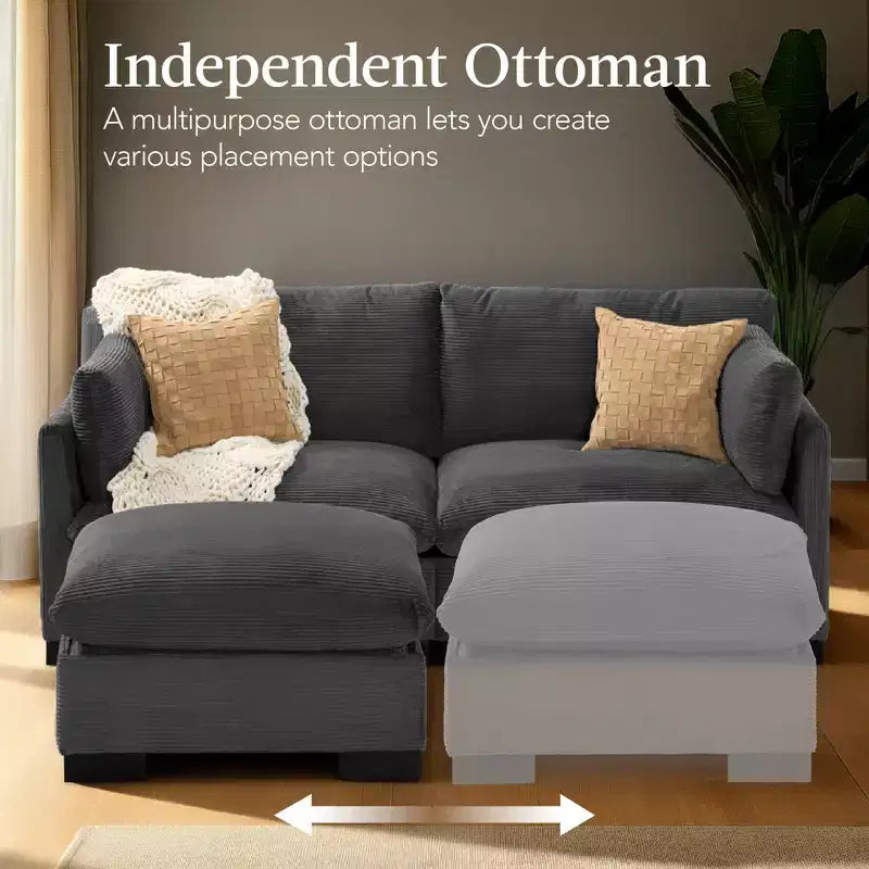Canapé modulable 82 po à plateau-coussin avec ottoman et rangement de Best Choice Products