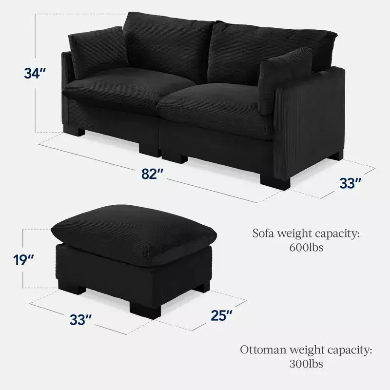 Canapé modulable 82 po à plateau-coussin avec ottoman et rangement de Best Choice Products