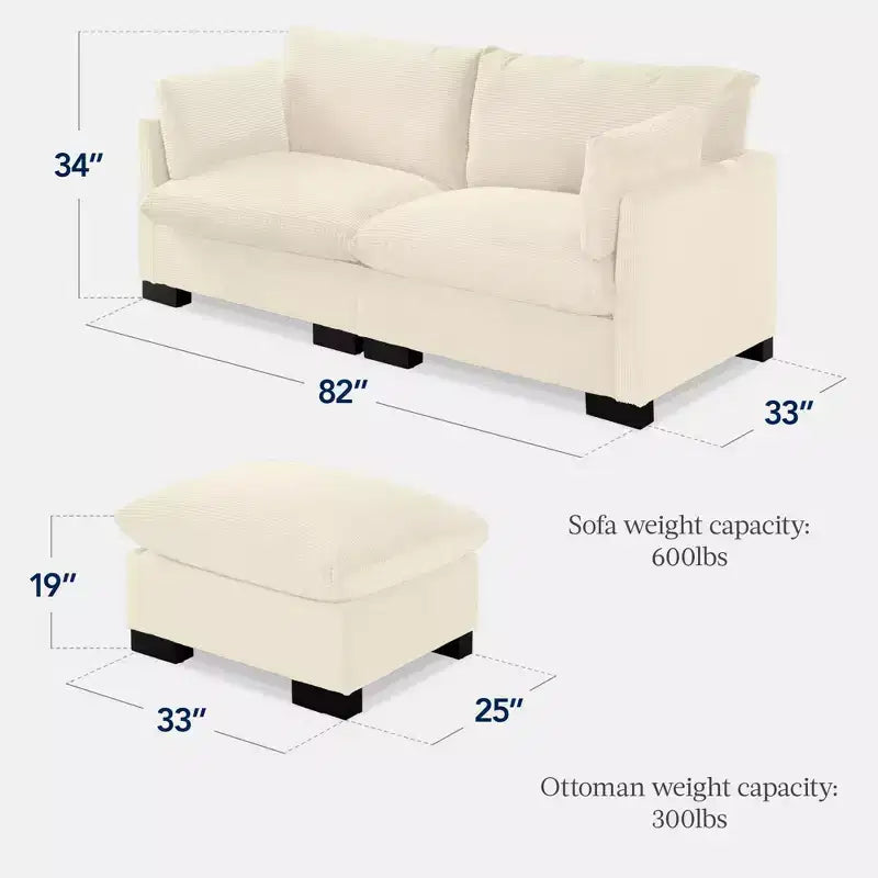 Canapé modulable 82 po à plateau-coussin avec ottoman et rangement de Best Choice Products
