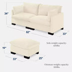 Canapé modulable 82 po à plateau-coussin avec ottoman et rangement de Best Choice Products