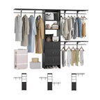 MAYEERTY Meuble de Rangement Noir 96x16x75 - 3 Tiroirs, Étagères, Tiges Extensibles, Élégant et Robuste
