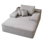 MAYEERTY Lot de 2 chaises de patio en bois d'acacia avec accoudoirs en corde et coussins en mousse imperméables, capacité de 180 kg