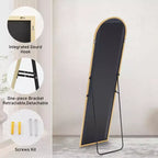 Miroir autoportant doré 59 x 16 pouces, miroir mural moderne avec cadre en alliage d'aluminium, doré