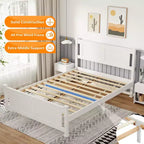 Cadre de lit en bois Karl Home Queen Size avec tête de lit blanc