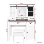 Coiffeuse Okak avec lumières, coiffeuse de ferme avec miroir et lumières, coiffeuse de 106 cm de large avec 4 tiroirs et 1 armoire