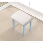 Okak Ensemble Coiffeuse et Chaise, Coiffeuse et Tabouret en Bois pour Chambre à Coucher et Salon, avec Miroir Ovale Élégant, Bleu