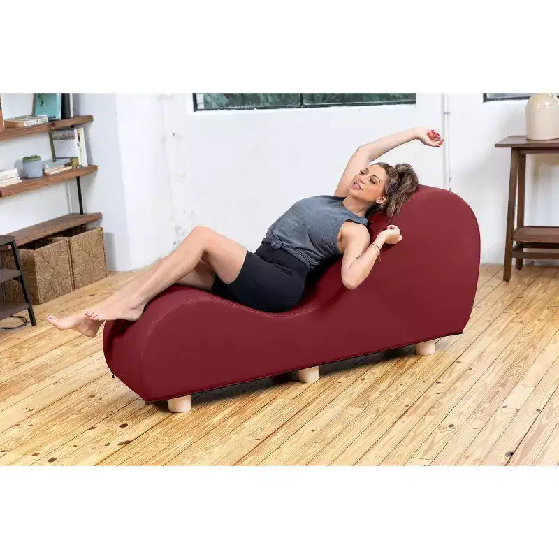 Fauteuil inclinable Avana pour l'étirement et la relaxation, pieds en bois d'hévéa, similicuir - Gris sous-marin