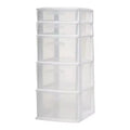 Homz Storage Cart, Medium 5 Drawer Plastic Container for Home and Office Organization, White Frame with Clear Drawers