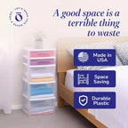 Chariot de rangement Homz, meuble à 5 tiroirs en plastique, idéal pour le rangement à la maison et au bureau, structure blanche avec tiroirs transparents