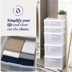 Chariot de rangement Homz, meuble à 5 tiroirs en plastique, idéal pour le rangement à la maison et au bureau, structure blanche avec tiroirs transparents