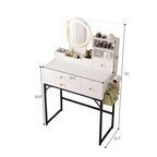Coiffeuse Okak 47 avec grand miroir, ensemble de coiffeuse avec station de recharge, coiffeuse avec 5 tiroirs et armoire pour chambre à coucher