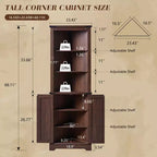 AMERLIFE Armoire d'angle de ferme de 172 cm, Armoire de rangement haute avec porte coulissante type grange