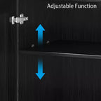 Meuble de rangement décoratif à 6 étages en grain de bois noir 62 avec porte en osier