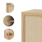 Meuble de rangement décoratif à 6 étages en grain de bois noir 62 avec porte en osier