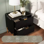 CLIHOME Table de chevet autoportante à 2 tiroirs avec pieds de support en métal