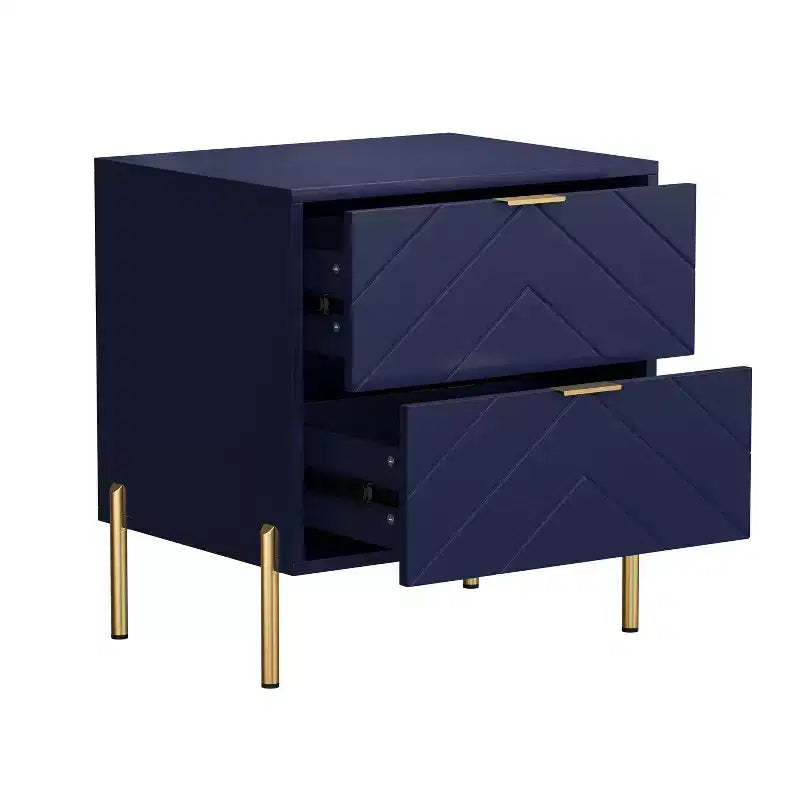CLIHOME Table de chevet autoportante à 2 tiroirs avec pieds de support en métal