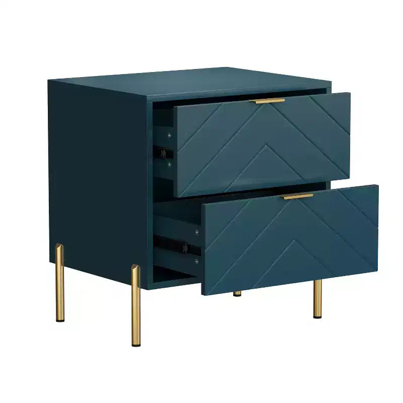 CLIHOME Table de chevet autoportante à 2 tiroirs avec pieds de support en métal