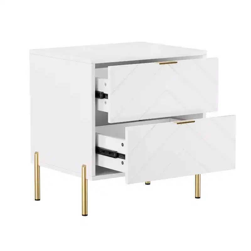 CLIHOME Table de chevet autoportante à 2 tiroirs avec pieds de support en métal