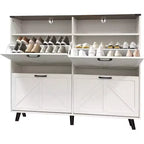 Meuble à chaussures de ferme Acekool avec 4 tiroirs basculants et rangement ouvert, organisateur d'entrée étroit et étagère à chaussures pour couloir et salon