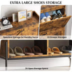 Meuble à chaussures Acekool avec 2 tiroirs basculants et rangement ouvert, pieds de support réglables, poignées métalliques, organisateur d'entrée