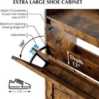Meuble à chaussures Acekool avec 2 tiroirs basculants et rangement ouvert, pieds de support réglables, poignées métalliques, organisateur d'entrée
