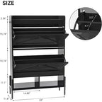 Meuble à chaussures Acekool avec 2 tiroirs basculants et rangement ouvert, pieds de support réglables, poignées métalliques, organisateur d'entrée