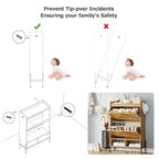 Meuble à chaussures Acekool avec 2 tiroirs basculants et rangement ouvert, pieds de support réglables, poignées métalliques, organisateur d'entrée