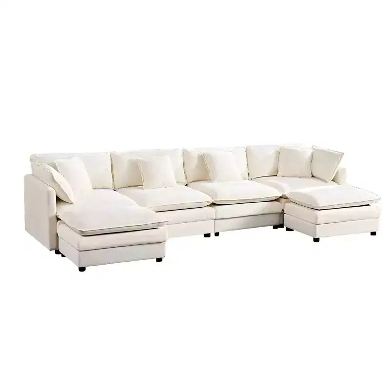 Canapé modulable surdimensionné Mjkone de 335 cm, en forme de U avec 2 poufs, canapé profond 6 places en tissu chenille