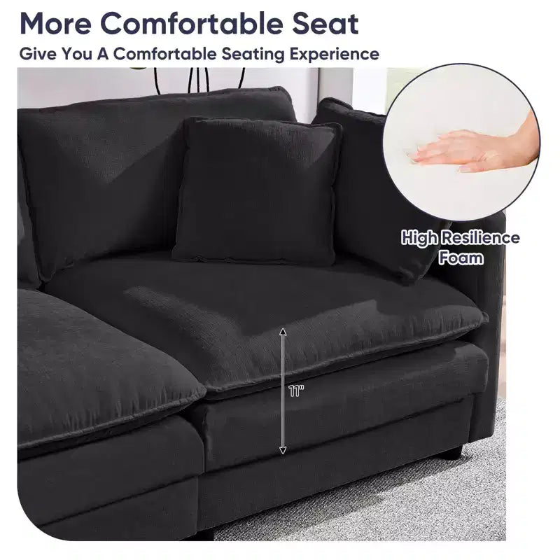 Canapé modulable surdimensionné Mjkone de 335 cm, en forme de U avec 2 poufs, canapé profond 6 places en tissu chenille