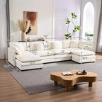 Canapé modulable surdimensionné Mjkone de 335 cm, en forme de U avec 2 poufs, canapé profond 6 places en tissu chenille