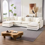 Canapé modulable surdimensionné Mjkone de 335 cm, en forme de U avec 2 poufs, canapé profond 6 places en tissu chenille