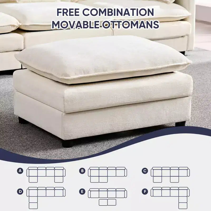 Canapé modulable surdimensionné Mjkone de 335 cm, en forme de U avec 2 poufs, canapé profond 6 places en tissu chenille