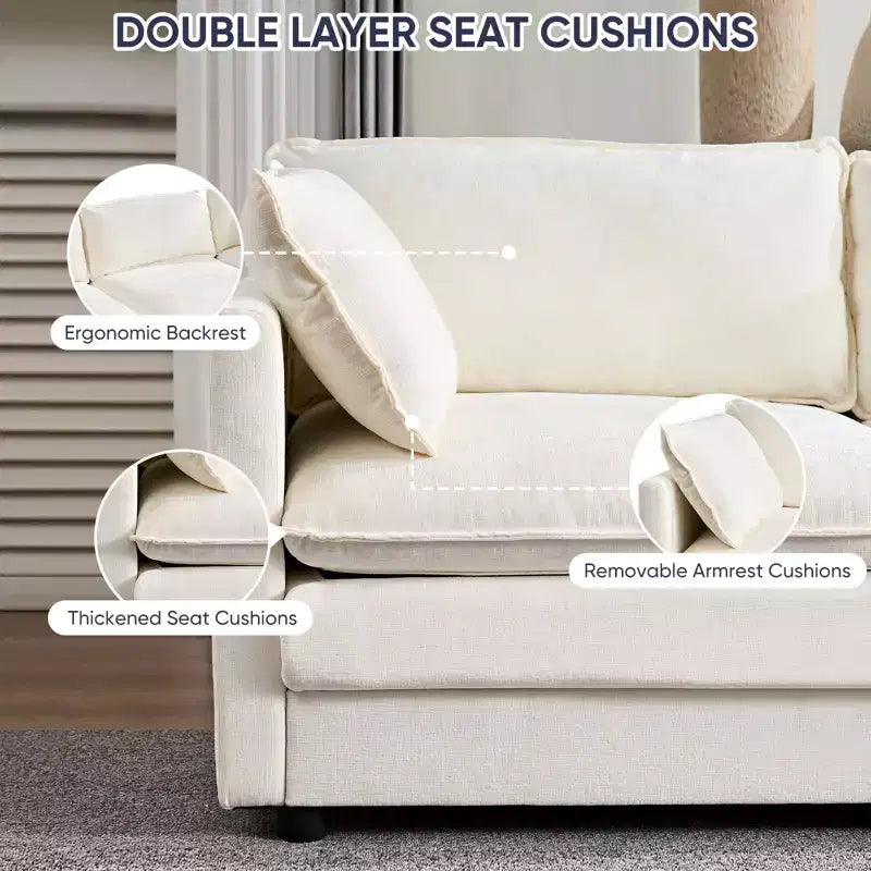 Canapé modulable surdimensionné Mjkone de 335 cm, en forme de U avec 2 poufs, canapé profond 6 places en tissu chenille