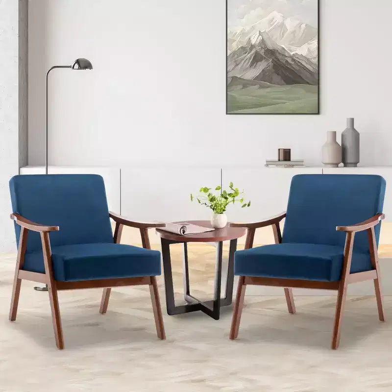 Fauteuil d'appoint Okak avec dossier extra-épais pour chambre à coucher, fauteuil de salon en bois massif pour salon, appartement