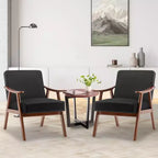 Fauteuil d'appoint Okak avec dossier extra-épais pour chambre à coucher, fauteuil de salon en bois massif pour salon, appartement