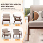 Fauteuil d'appoint Okak avec dossier extra-épais pour chambre à coucher, fauteuil de salon en bois massif pour salon, appartement
