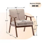 Fauteuil d'appoint Okak avec dossier extra-épais pour chambre à coucher, fauteuil de salon en bois massif pour salon, appartement