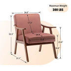 Fauteuil d'appoint Okak avec dossier extra-épais pour chambre à coucher, fauteuil de salon en bois massif pour salon, appartement