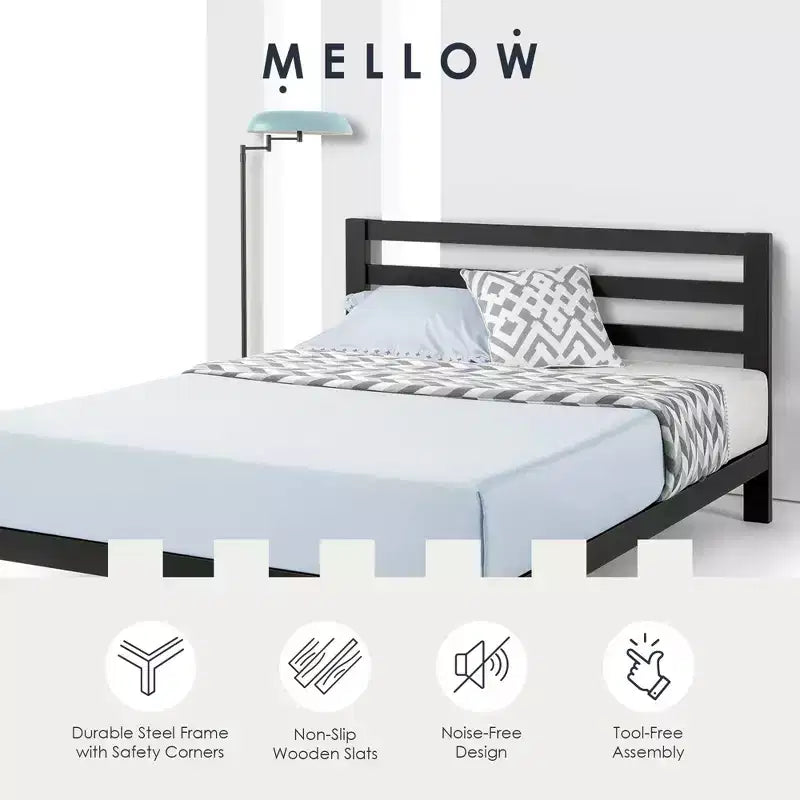 Cadre de lit King Modernista Classic robuste avec tête de lit, 10, Mellow