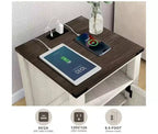 MUUEGM 24 Table d'appoint de ferme | Table de chevet avec station de charge, porte et étagère de rangement