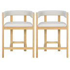 Tabouret de comptoir Christopher Knight Home Callista en bois d'hévéa rembourré avec dossier ouvert (lot de 2)