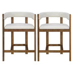 Tabouret de comptoir Christopher Knight Home Callista en bois d'hévéa rembourré avec dossier ouvert (lot de 2)