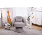 Fauteuil pivotant Okak, rond en tissu, parfait pour le salon