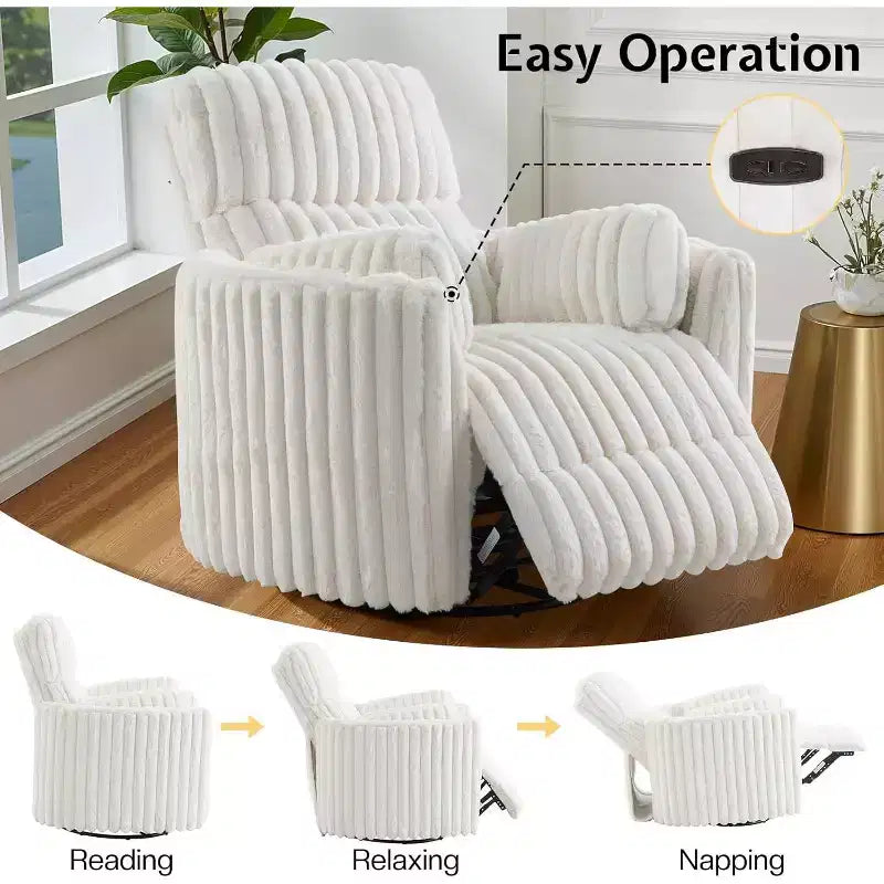 Fauteuil inclinable électrique de crèche AMERLIFE, planeur à bascule pivotant électrique avec USB et Type-C, fauteuil avec 2 oreillers, canapé inclinable pour la maison